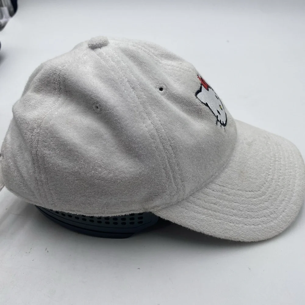 Sanrio Hello Kitty Hat Adult Strapback White Cotton Terry Cloth Cleaned See Pics